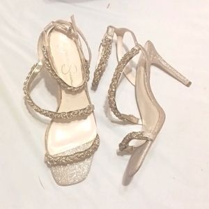 Jessica Simpson Oriema Gold Gematone Heels Dress Sandals